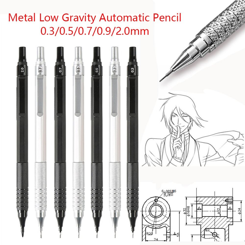 Mechanical Pencil 0.3 - Metalen mechanisch potlood Lage zwaartekracht 0,3/0,5/0,7/0,9/2,0